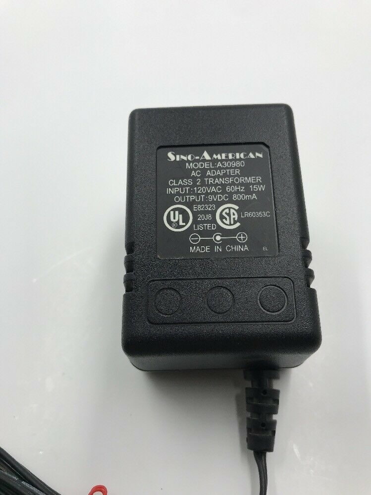 NEW Sino-American A30980 Power Supply Adapter Transformer 9V DC 800mA - Click Image to Close